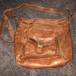 Brown faux leather bag